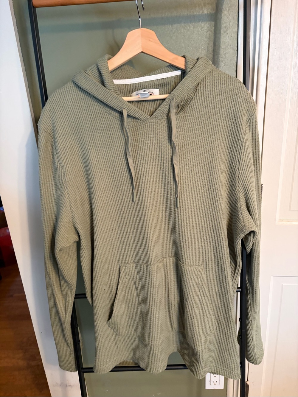 RAINFOREST Olive Green Waffle-Knit Hoodie
